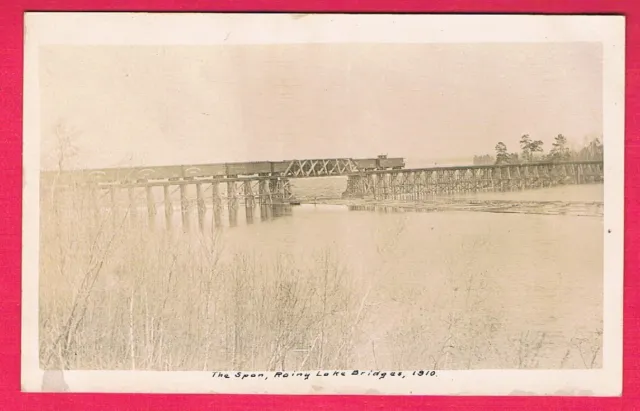 The Span Rainy Lake Bridges, 1910 Real Photo Post Card