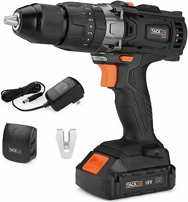 Tacklife 20V Cordless Drill/Hammer/Driver,2.0Ah Lithium-Ion Battery 1Hour Fast Charger,1/2 Keyless Chuck Torque 310 in-lbs Battery,Charger,43pcs Accessories Included PCD04B 