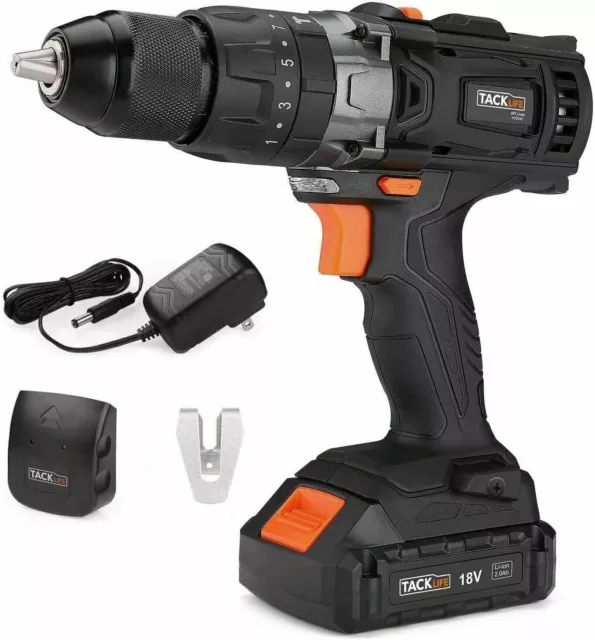 Tack Life 18V Electric Cordless Electric Drill Driver Screwdriver Lio-Ion 2.0AH