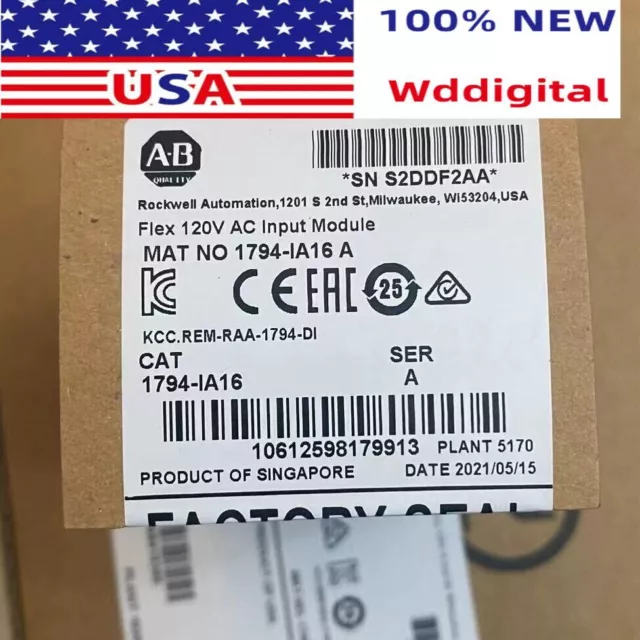 New Sealed Allen-Bradley 1794-IA16 Flex I/O 120VAC Input Module AB 1794IA16