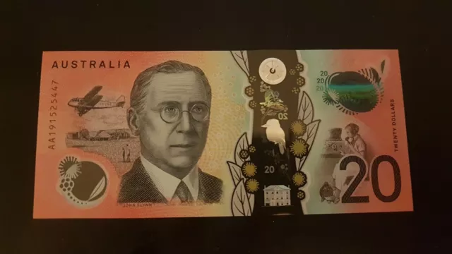 $20 2019 First Prefix AA19 Unc Lowe/Gaetjens AA Next Generation Australia Note