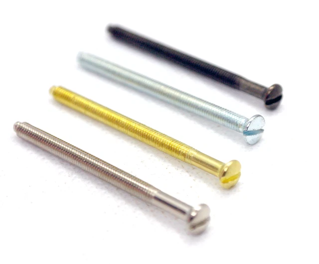 Vis électriques Laiton M3,5 X 50 Mm - Lot De 10 Pour Interrupteurs Et Prises - Tête Ovale, Filetage 2/3
