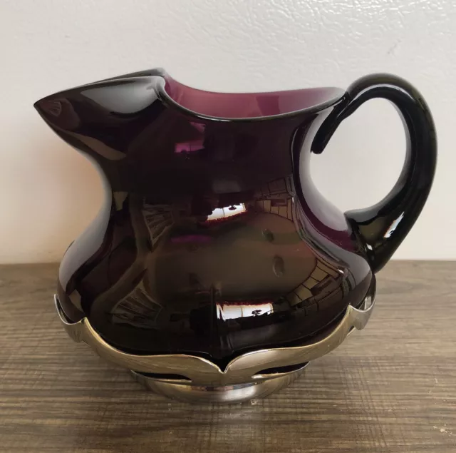 VTG FARBER BROS- Amethyst Purple Coffee/Tea Pitcher Krome Kraft Cambridge Glass VTG FARBER BROS- Amethyst Purple Coffee/Tea Pitcher Krome Kraft Cambridge Glass