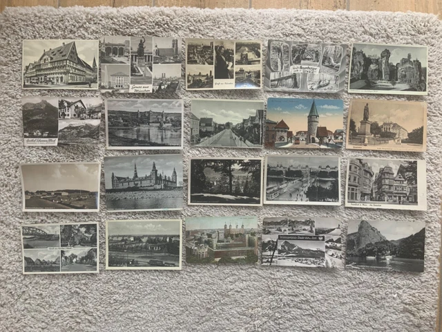 AK Sammlung 52 alte Postkarten schwarz weiß alt teils mit Briefmarken