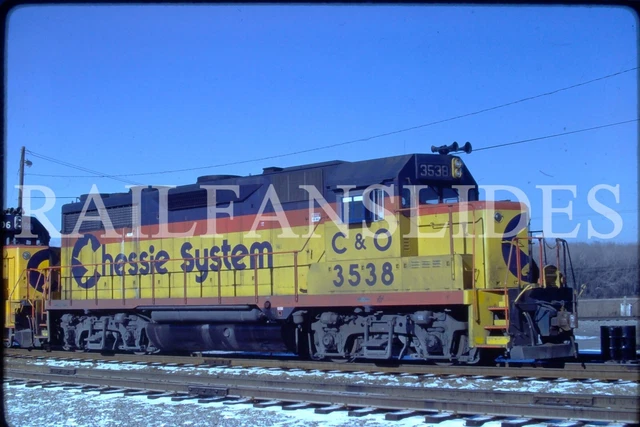 Original train slide C&O Chesapeake & Ohio locomotive 3538, 1985