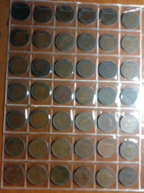 1911 - 1964 Australian Part Halfpenny Set, Total 42 coins Circulated