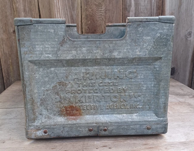 Vintage Metal Milk Crate PINKERTON'S Detective Agency 1959