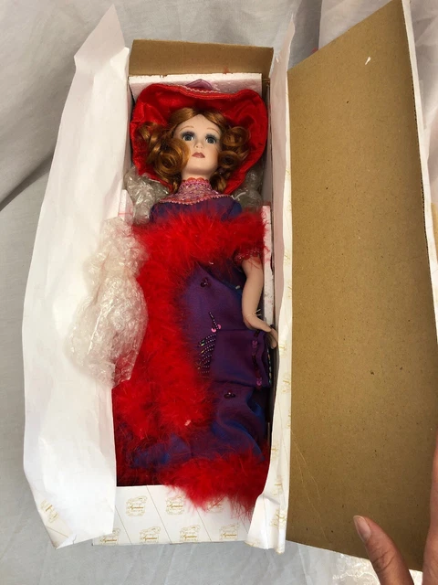 Heritage Signature Collection fancy Raquel Porcelain Doll Red Hat & Boa w/Box