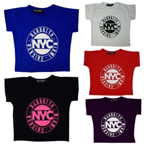 Bambine Nyc Brooklyn Miami Chicago Top Corto Stampa T Shirt Età 7-13 Anni