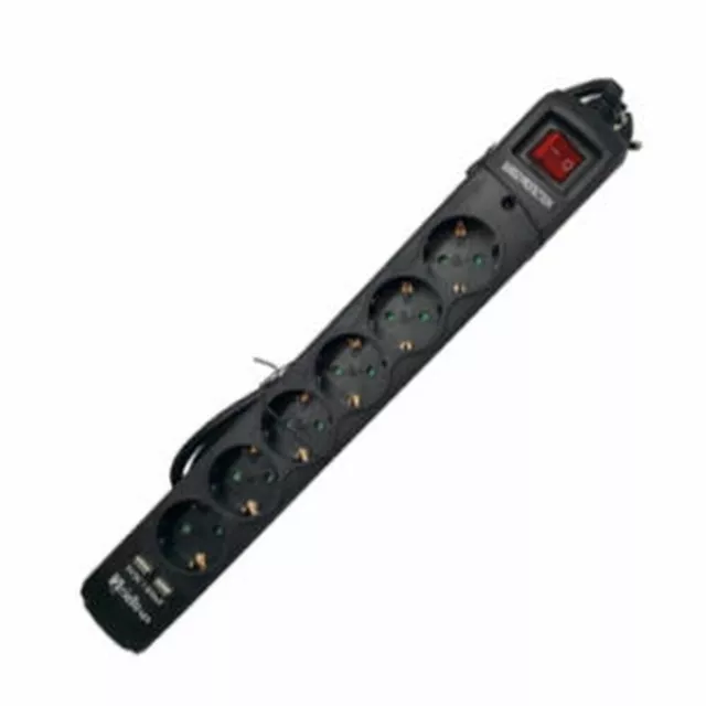 Multiprise 6 Prises avec Interrupteur Riello THUNDER 6002 USB Noir