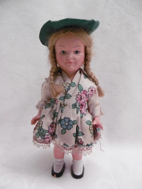 Grande Poupée Ancienne Petitcollin Celluloïd - Costume Régional Années 50, Taille 36cm