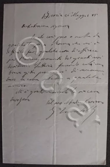 Autografo lettera manoscritta  Giuseppe Zanardelli Brescia 1885