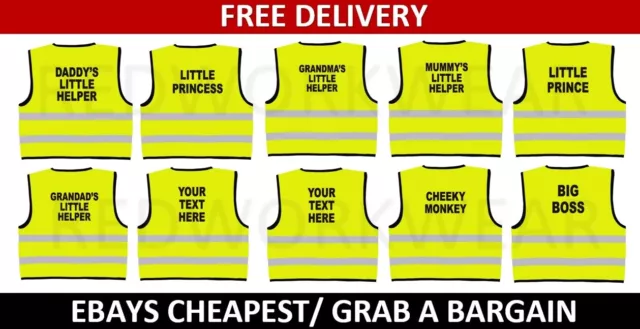 Children's Hi Vis Yellow Safety Vest Baby Waistcoat Kids/ baby Personalised Gift