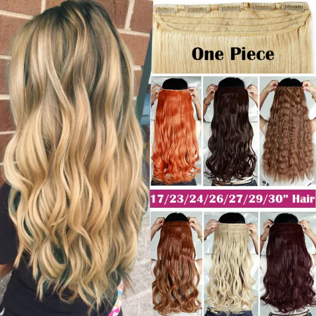 One Piece 100% Real Clip in AS Remy Human Hair Extensions Full Head Highlight UK