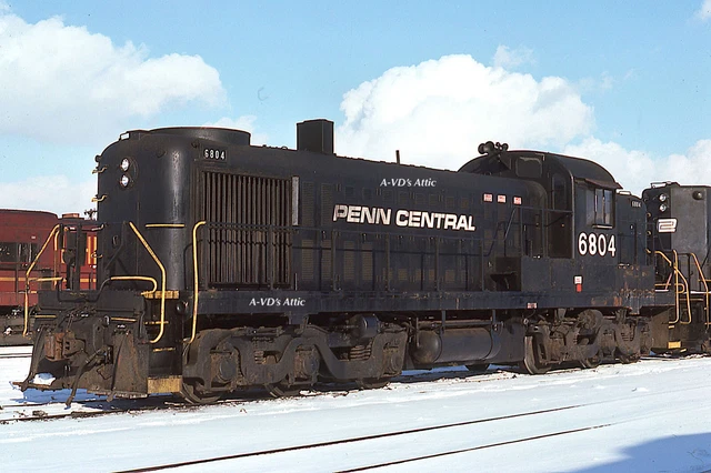 Orig slide CR Conrail PC Penn Central  Alco  RSD5 6 804 Buffalo NY 1976