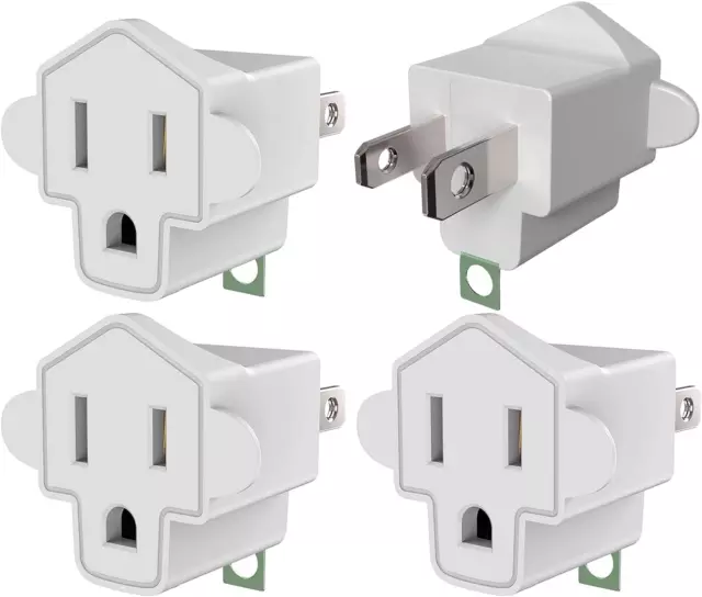 4 Pack ETL Listed Grounding Outlet Adapter, JACKYLED 3-2 Prong Adapter Converter