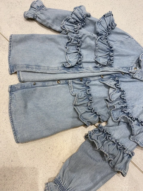 Girls River Island Outfit Demin Shirt Top Leggings Size Age 2-3 Years 7