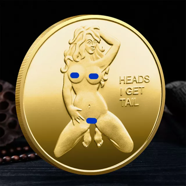 Token Challenge Coin Sexy Lady Good Luck Heads Tails Funny Gifts for Men Husband 2