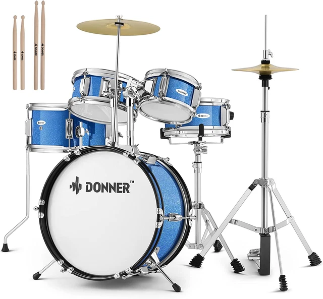 Kids Drum Sets- 5-Piece for Beginners,14 Inch Junior Drum Kit, with Adjustable T