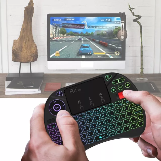 Rainbow RGB Backlit Mini Wireless Keyboard Rii X8 Controller for HTPC TV BOX