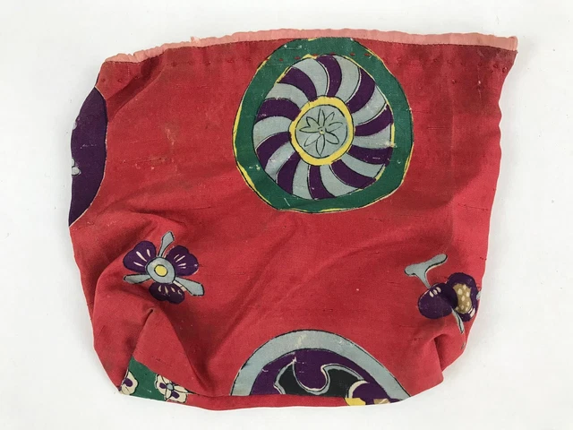 Japanese Kinchaku-Bukuro Drawstring Bag Vtg Kimono Silk Purse Pouch KB66 3