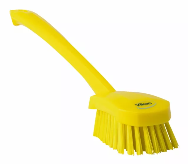 Vikan 41866 Washing Brush with long handle, 415 mm, Hard, Yellow