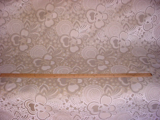 16-5/8Y Kravet Lee Jofa Cream Putty Floral Damask  Velvet Upholstery Fabric