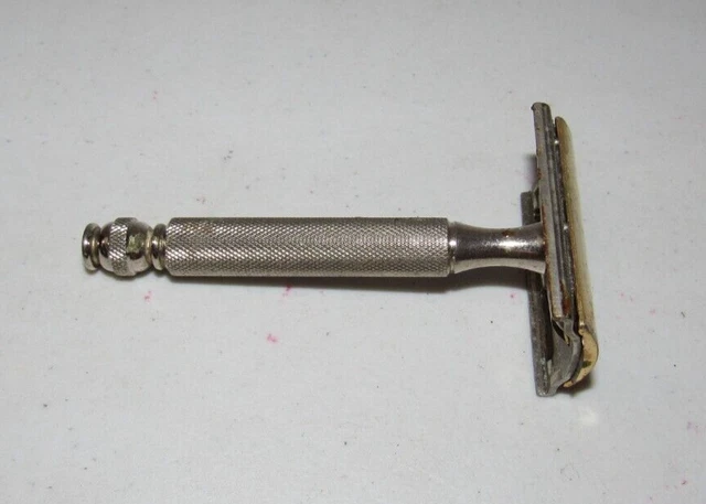 Vtg 1930'S- 40'S Gillette Date Code A4 Ball End 3 Part Golden Top Safety Razor
