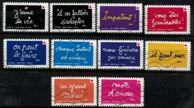 série complète de timbres oblitérés de 2021 - croix rouge n°1979 à 1988
