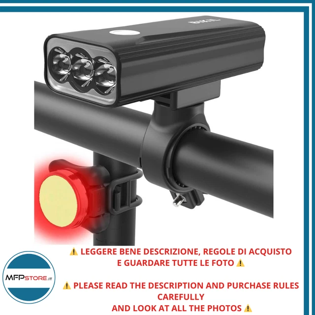 Luci Bici LED Ricaricabili 2400 Lumens - Anteriore E Posteriore, Impermeabili IPX5, 6400mAh - Foto 6