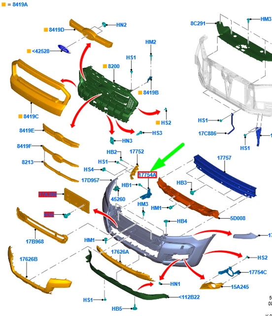 FORD RANGER T6 MK1 Front Right Bumper Bracket 2283123 JB3B17W996AB