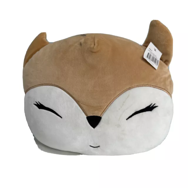 Tan Fox Face Pillow NEW with tags 12x11 inches Super cute-MARKS ON PILLOW-Read