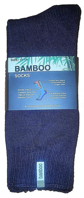 6 Prs Mens Sz 11-14 Grey 92% Bamboo Heavy Duty Cushion Foot Work/Hiking Sock