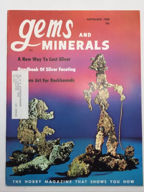 1968 November Gems & Minerals Magazine Copper Sculpture Silver Agate Whitby Jet