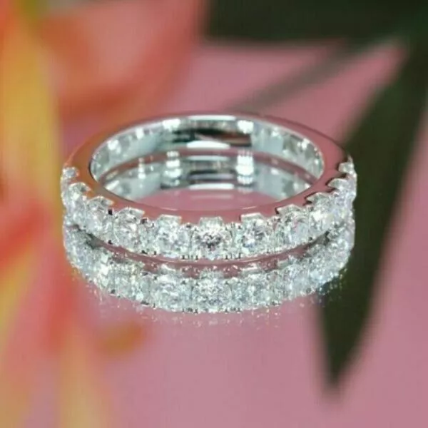 1.70CT Round Cut Lab-Created Diamond Half Eternity Band Ring 14K White Gold Over