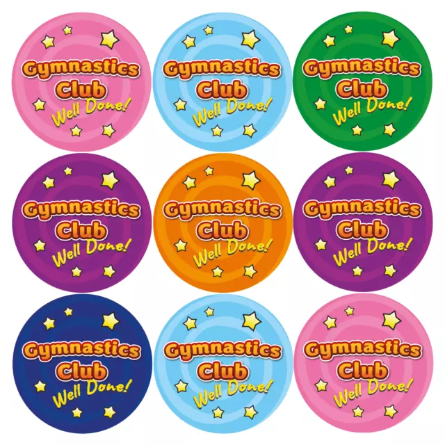 144 Gymnastics Club Well Done Reward Stickers for School Teachers, Children (30m