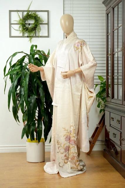 Dear Vanilla Japanese Silk Furisode Kimono Women's Authentic Japan Vintage Mint