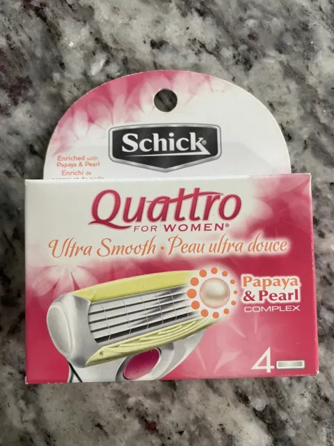 Schick Quattro for Women Razor Refill Ultra Smooth Papaya & Pearl 4 Count NEW