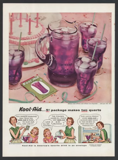 Original Reklame 1954 - Kool-Aid - Illustration, Comic, Limonade, Softdrink