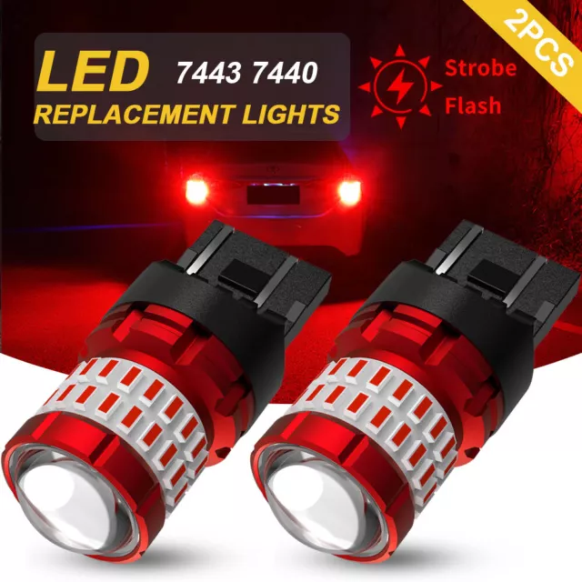 For Honda Accord Civic 7443 7440 7444 LED Red Flash Strobe Brake Tail Light Bulb
