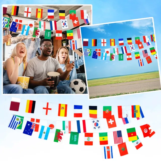 Party Decorations for Women 2022 World Football Match Flag 14 X 21cm Polyester