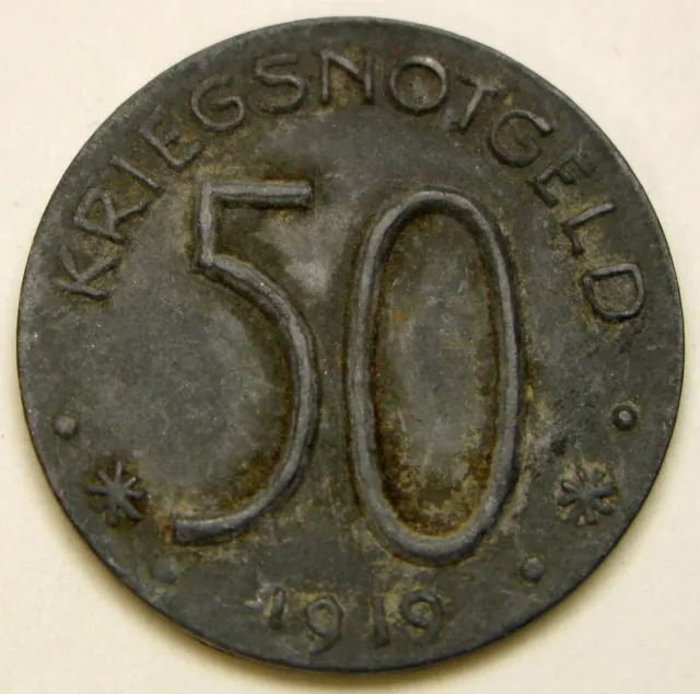 HERSFELD (Germany) 50 Pfennig 1919 Zinc Token - Emergency Money - 1041 *