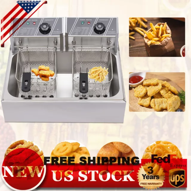 5000W Electric Deep Fryer 12L Commercial Stainless Steel Restaurant Fry Basket