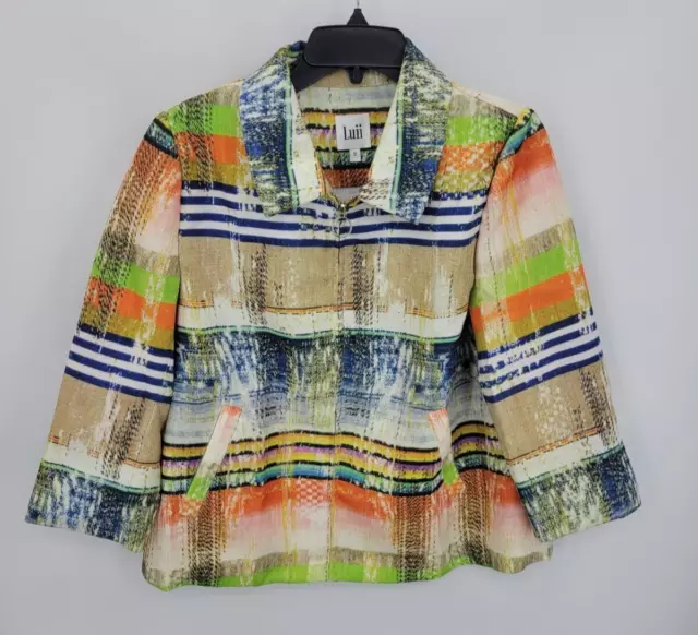 Luii Anthropologie Jacket Womens Small Zip Up Colorful Aztec Southwest Blazer