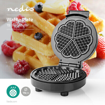 Piastra per waffle a forma di cuore con termostato 10 waffle, rivestimento antiaderente, 1200 Watt, rosso 