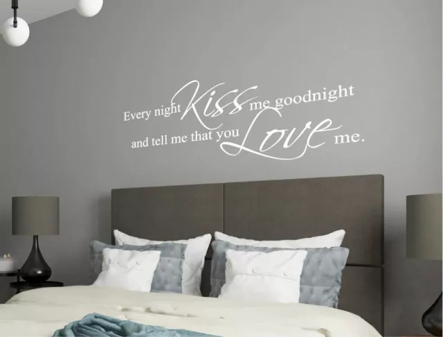 Every night kiss me goodnight wandaufkleber zitat | schlafzimmer wandaufkleber zitat