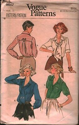 9847 Vintage Vogue Sewing Pattern Misses Loose Fitting Shirt Button Front OOP 12