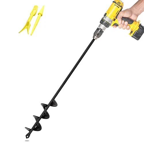 Auger Drill Bit for Planting 1.6x16.5in, Post Hole Auger for 1.6"x16.5" Black