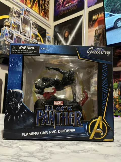 🔥🔥🔥Marvel Gallery Black Panther Flaming Car PVC Diorama Diamond Select🔥🔥🔥