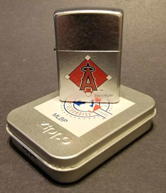 2002 Brushed Steel Zippo Lighter Anaheim Los Angeles Angels New Read Description